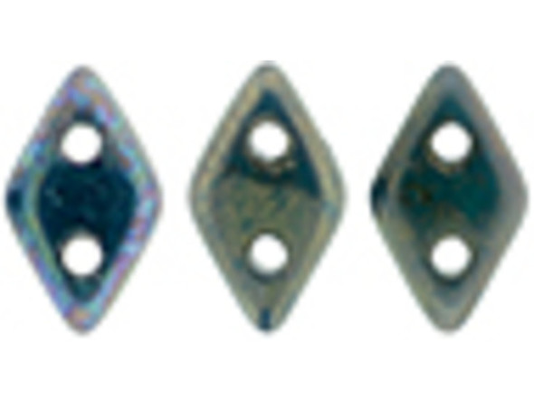 Create captivating style with these CzechMates Diamond Beads. These pressed glass beads are similar to the CzechMates Triangle bead, with two holes on the flat side. Like other CzechMates shapes, these Diamond Beads share the same hole spacing and are perfect for using with other CzechMates beads. The Diamond Bead works well for dimensional projects and also as an angled spacer. Use them in your bead weaving and stringing projects for unforgettable style. They feature dark metallic bronze color with oxidized purple and blue hints. 