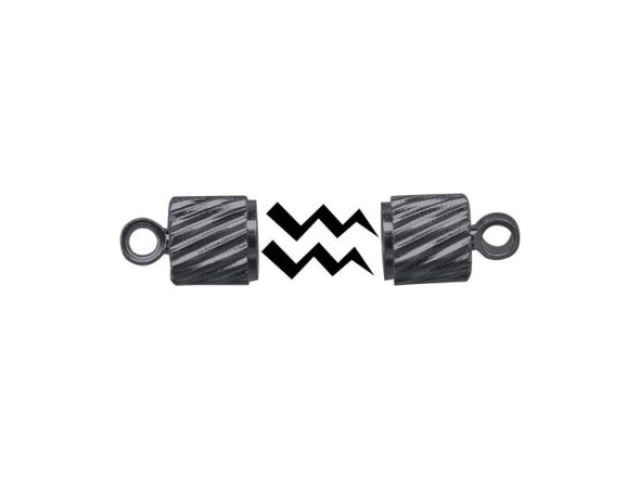 Gunmetal Magnetic Jewelry Clasp, Tube Style, High Quality (12 Pieces)