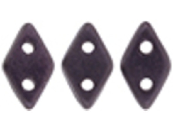 CzechMates Diamond 4 x 6mm Metallic Suede Dark Plum Czech Glass 2-Hole Beads, 2.5-Inch Tube