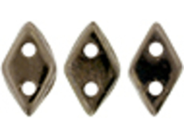 CzechMates Diamond 4 x 6mm Dark Bronze Czech Glass 2-Hole Beads, 2.5-Inch Tube