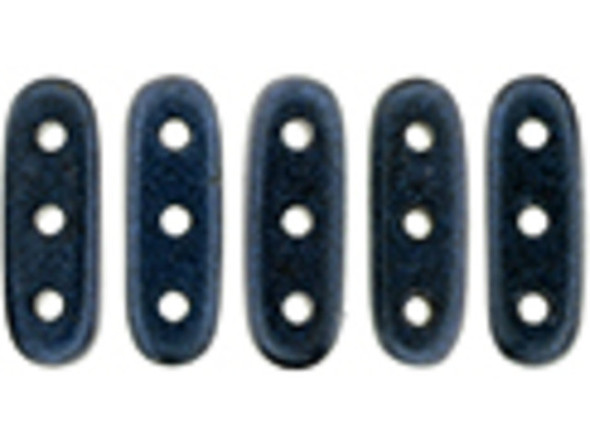 CzechMates 3-Hole 10mm Metallic Suede Dark Blue Beam Bead 2.5-Inch Tube