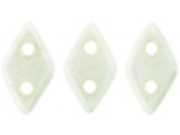 CzechMates Glass, 2-Hole Diamond Beads 4x6mm, 8 Grams, Luster Opaque White