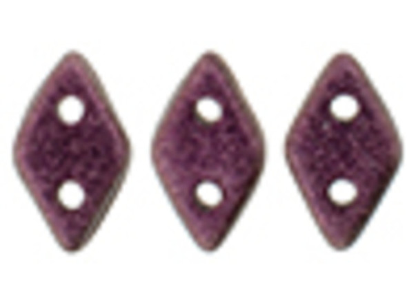 CzechMates Glass, 2-Hole Diamond Beads 4x6mm, 8 Grams, Metallic Suede Pink