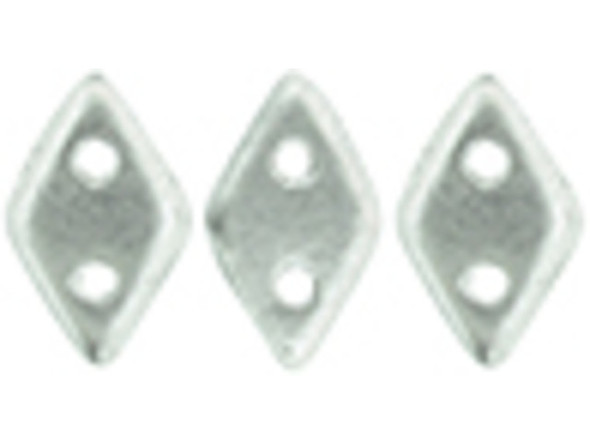 CzechMates Glass, 2-Hole Diamond Beads 4x6mm, 8 Grams, Matte Metallic Silver