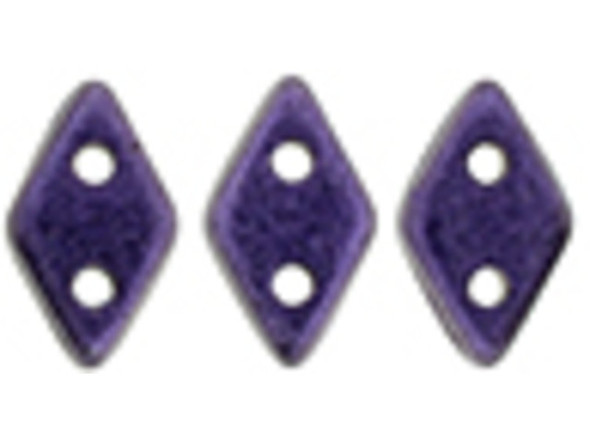 CzechMates Glass, 2-Hole Diamond Beads 4x6mm, 8 Grams, Metallic Suede Purple