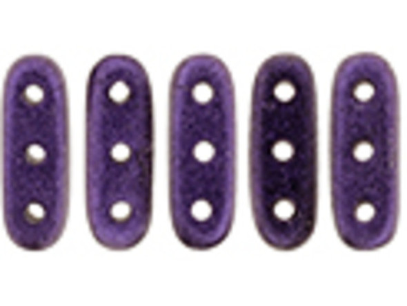 CzechMates Glass, 3-Hole Beam Beads 10x3.5mm, Metallic Purple Suede