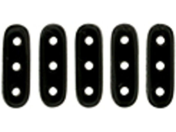 CzechMates Glass, 3-Hole Beam Beads 10x3.5mm, Jet Black