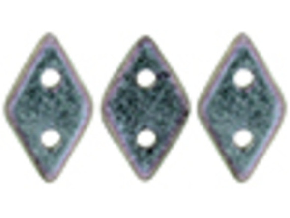 Magical color fills these CzechMates Diamond Beads. These pressed glass beads are similar to the CzechMates Triangle bead, with two holes on the flat side. Like other CzechMates shapes, these Diamond Beads share the same hole spacing and are perfect for using with other CzechMates beads. The Diamond Bead works well for dimensional projects and also as an angled spacer. Use them in your bead weaving and stringing projects for unforgettable style. They feature aqua blue color tinged with a purple sheen. 