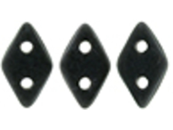 CzechMates Glass, 2-Hole Diamond Beads 4x6mm, 8 Grams, Matte Jet