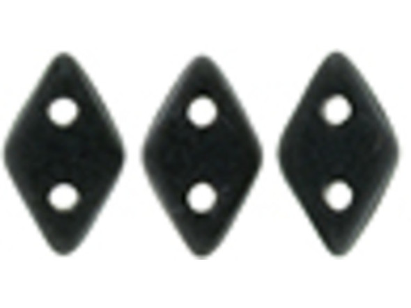 Bold style fills these CzechMates Diamond Beads. These pressed glass beads are similar to the CzechMates Triangle bead, with two holes on the flat side. Like other CzechMates shapes, these Diamond Beads share the same hole spacing and are perfect for using with other CzechMates beads. The Diamond Bead works well for dimensional projects and also as an angled spacer. Use them in your bead weaving and stringing projects for unforgettable style. They feature solid black color with a muted matte finish. 