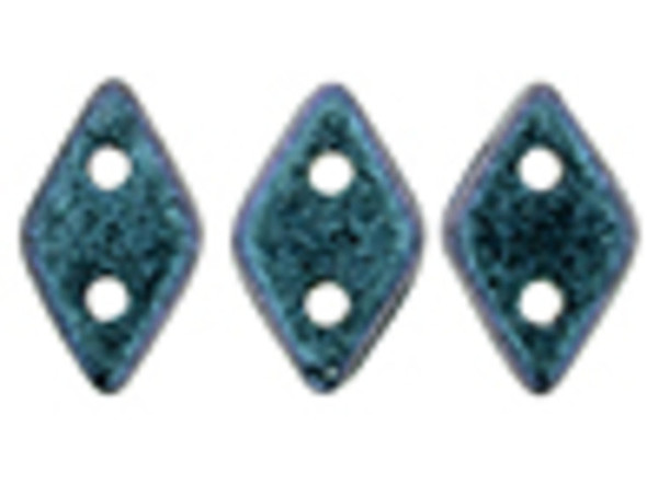 Stunning style fills these CzechMates Diamond Beads. These pressed glass beads are similar to the CzechMates Triangle bead, with two holes on the flat side. Like other CzechMates shapes, these Diamond Beads share the same hole spacing and are perfect for using with other CzechMates beads. The Diamond Bead works well for dimensional projects and also as an angled spacer. Use them in your bead weaving and stringing projects for unforgettable style. They feature teal blue color tinged with a purple sheen. 