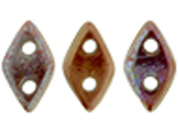 CzechMates Glass, 2-Hole Diamond Beads 4x6mm, 8 Grams, Bronze Luster Iris - Opaque Red