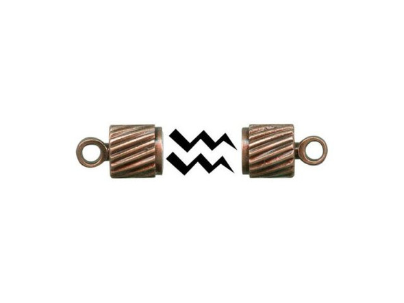 Antiqued Copper Plated Magnetic Jewelry Clasp, Tube Style, High Quality (12 Pieces)