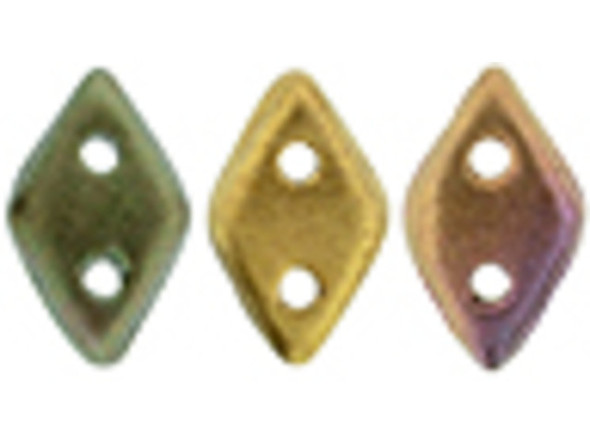 CzechMates Glass, 2-Hole Diamond Beads 4x6mm, 8 Grams, Matte Metallic Bronze Iris