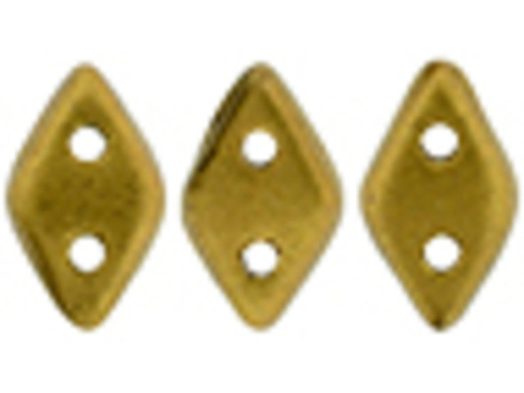 CzechMates Glass, 2-Hole Diamond Beads 4x6mm, 8 Grams, Matte Metallic Goldenrod