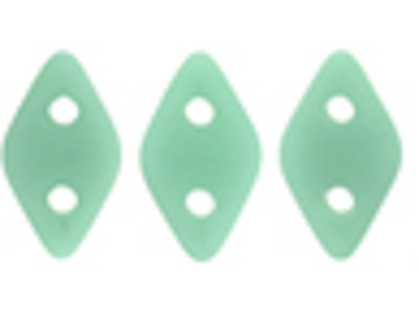 Refreshing style fills these CzechMates Diamond Beads. These pressed glass beads are similar to the CzechMates Triangle bead, with two holes on the flat side. Like other CzechMates shapes, these Diamond Beads share the same hole spacing and are perfect for using with other CzechMates beads. The Diamond Bead works well for dimensional projects and also as an angled spacer. Use them in your bead weaving and stringing projects for unforgettable style. They feature vibrant turquoise green color with a muted matte finish. 