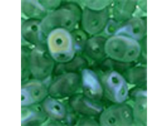 Matubo SuperDuo 2 x 5mm Matte - Emerald AB 2-Hole Seed Bead 2.5-Inch Tube