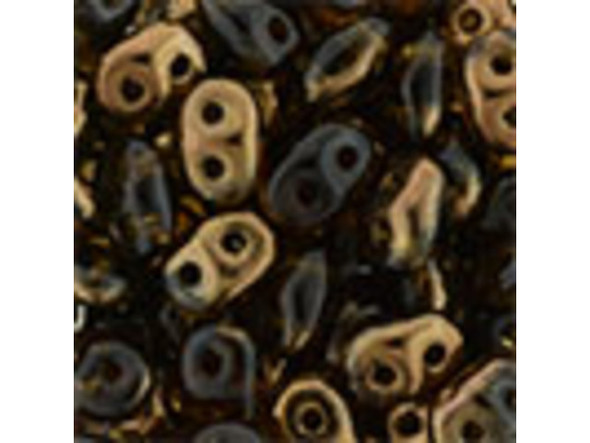 Matubo SuperDuo 2 x 5mm Bronze Luster 1/2 - Smokey Topaz 2-Hole Seed Bead 2.5-Inch Tube