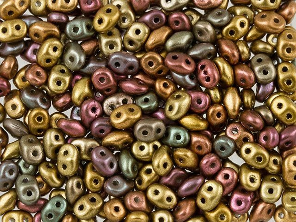 Matubo SuperDuo 2 x 5mm Matte Metallic Bronze Iris 2-Hole Seed Bead 2.5-Inch Tube