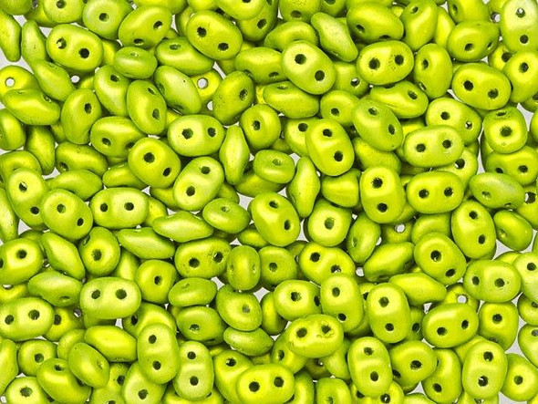 Matubo SuperDuo 2 x 5mm Metalust Matte Electric Green 2-Hole Seed Bead 2.5-Inch Tube