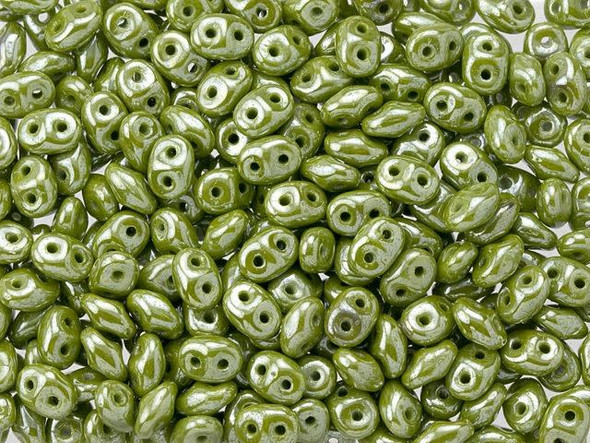 Matubo SuperDuo Opaque Olive Luster 2-Hole 2 x 5mm Seed Bead 2.5-Inch Tube