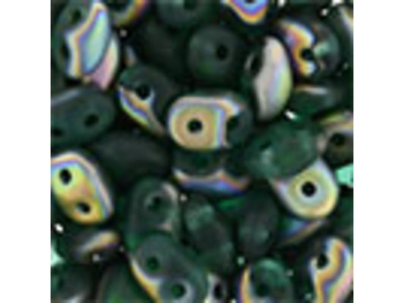 Matubo SuperDuo 2 x 5mm Matte Emerald Vitral 2-Hole Seed Bead 2.5-Inch Tube