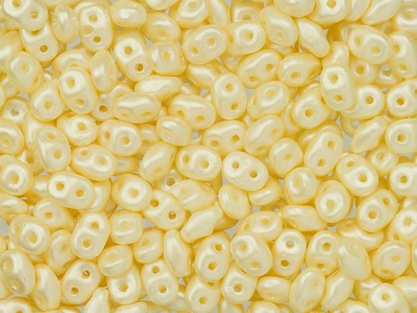 Matubo SuperDuo 2 x 5mm Cream Pearl Coat 2-Hole Seed Bead 2.5-Inch Tube