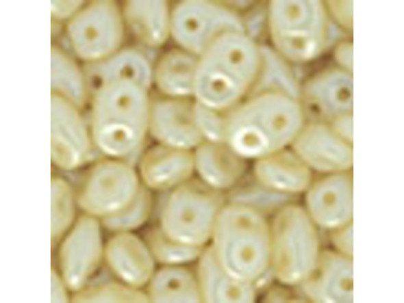 Matubo SuperDuo 2 x 5mm Cream Pearl Coat 2-Hole Seed Bead 2.5-Inch Tube