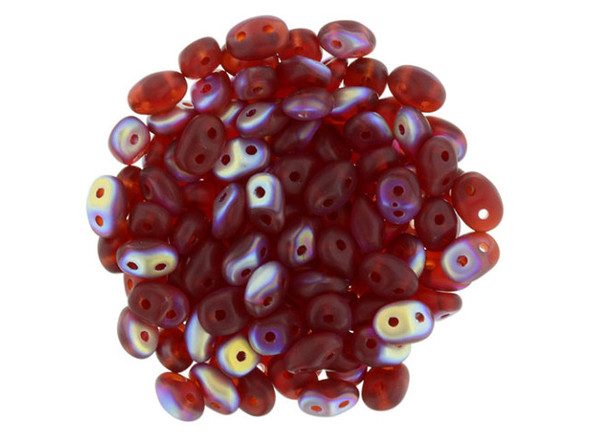 Matubo SuperDuo 2 x 5mm Matte - Siam Ruby AB 2-Hole Seed Bead 2.5-Inch Tube