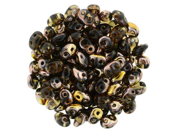 Matubo SuperDuo 2 x 5mm Apollo - Smoky Topaz 2-Hole Seed Bead 2.5-Inch Tube