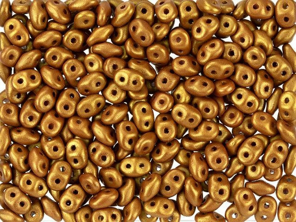 Matubo SuperDuo 2 x 5mm Amber Gold Shine 2-Hole Seed Bead 2.5-Inch Tube