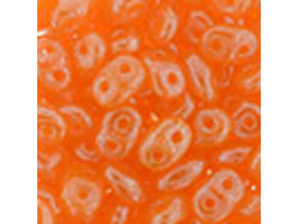 Matubo SuperDuo 2 x 5mm Milky Orange Luster 2-Hole Seed Bead 2.5-Inch Tube