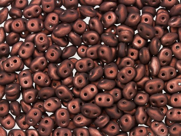 Matubo SuperDuo 2 x 5mm Metalust Matte Burnt Copper 2-Hole Seed Bead 2.5-Inch Tube