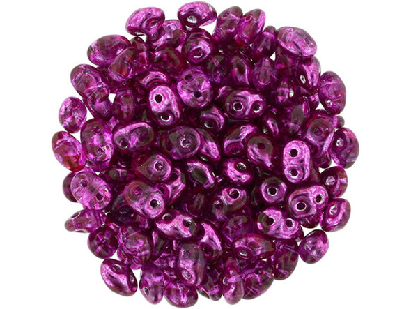 Matubo SuperDuo 2 x 5mm Mirror - Hot Pink 2-Hole Seed Bead 2.5-Inch Tube