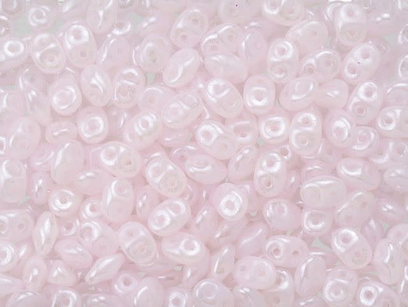 Matubo SuperDuo 2 x 5mm Milky Soft Rosaline Luster 2-Hole Seed Bead 2.5-Inch Tube