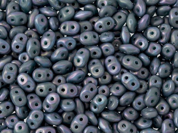 Matubo SuperDuo 2 x 5mm Opaque Turquoise Matte Nebula 2-Hole Seed Bead 2.5-Inch Tube