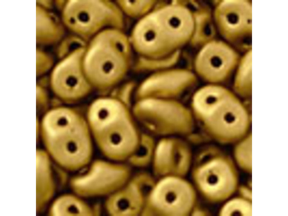 Matubo SuperDuo 2 x 5mm Matte Metallic Aztec Gold 2-Hole Seed Bead 2.5-Inch Tube