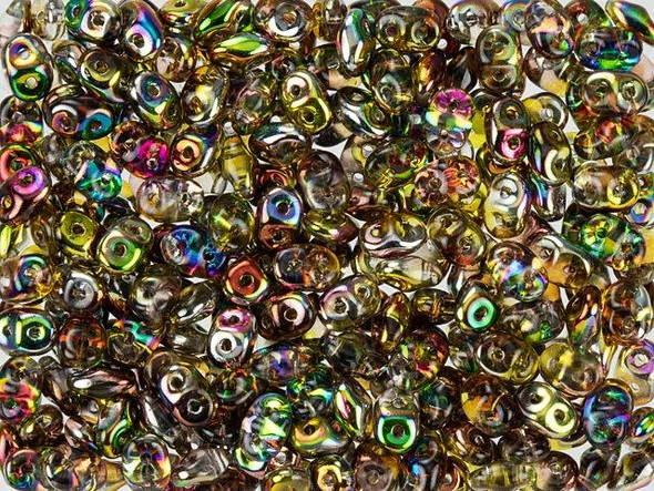 You'll love the vibrant look of these SuperDuo beads. These seed beads are unique in that they feature an innovative oval shape and two stringing holes. From a side view, the edges taper at both ends. When strung or woven, the beads nest up nicely. They are perfect for using in woven seed bead designs to add variety of shape.  