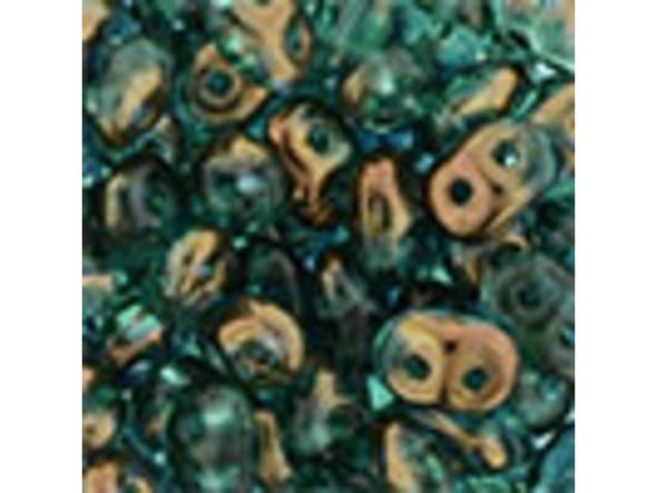 Matubo SuperDuo 2 x 5mm Bronze Luster 1/2 - Emerald 2-Hole Seed Bead 2.5-Inch Tube