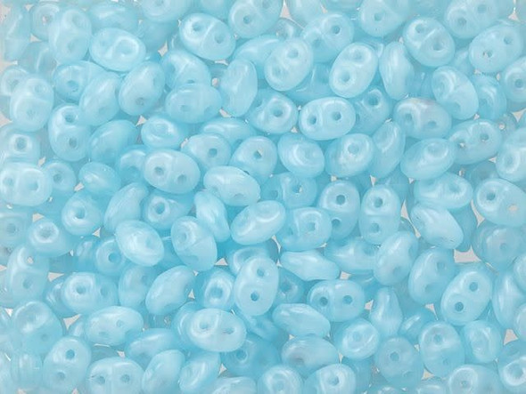 Matubo SuperDuo 2 x 5mm Milky Aquamarine 2-Hole Seed Bead 2.5-Inch Tube