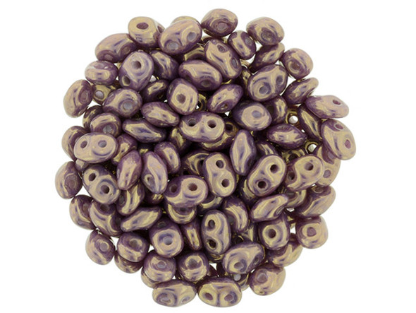 Matubo SuperDuo 2 x 5mm Luster - Opaque Gold/Amethyst 2-Hole Seed Bead 2.5-Inch Tube