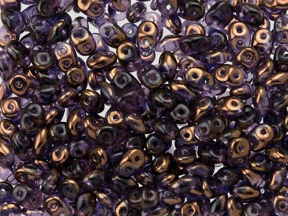 Matubo SuperDuo 2 x 5mm Tanzanite Half Bronze Luster 2-Hole Seed Bead 2.5-Inch Tube