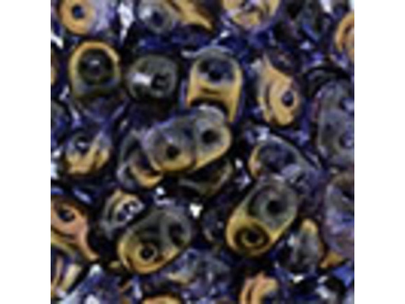 Matubo SuperDuo 2 x 5mm Tanzanite Half Bronze Luster 2-Hole Seed Bead 2.5-Inch Tube