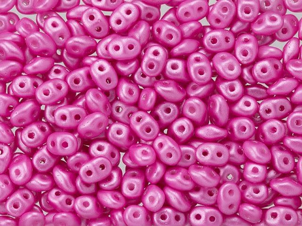 Matubo SuperDuo 2 x 5mm Hot Pink Pearl Shine 2-Hole Seed Bead 2.5-Inch Tube