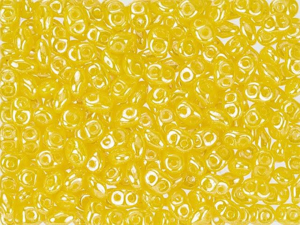 Matubo SuperDuo 2 x 5mm Milky Yellow Luster 2-Hole Seed Bead 2.5-Inch Tube