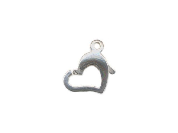 White Plated Lobster Clasp, Heart, 9x12mm (72 pcs)