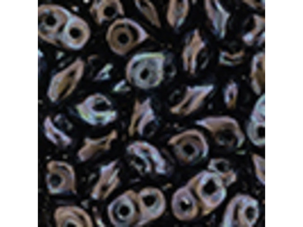 Metallic black color combines with shining purple in these Matubo SuperDuo beads. Create intricate jewelry designs with Czech glass seed beads! Featuring a unique shape and two stringing holes, these seed beads add a special touch of creativity to your designs. They have tapered edges and nest up nicely when strung, making them ideal for floral and woven designs. Add a special touch to your jewelry with Czech glass seed beads!  