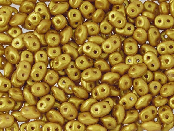 Marigold color with a lovely golden sheen fills these Matubo SuperDuo beads. Create intricate jewelry designs with Czech glass seed beads! Featuring a unique shape and two stringing holes, these seed beads add a special touch of creativity to your designs. They have tapered edges and nest up nicely when strung, making them ideal for floral and woven designs. Add a special touch to your jewelry with Czech glass seed beads!  