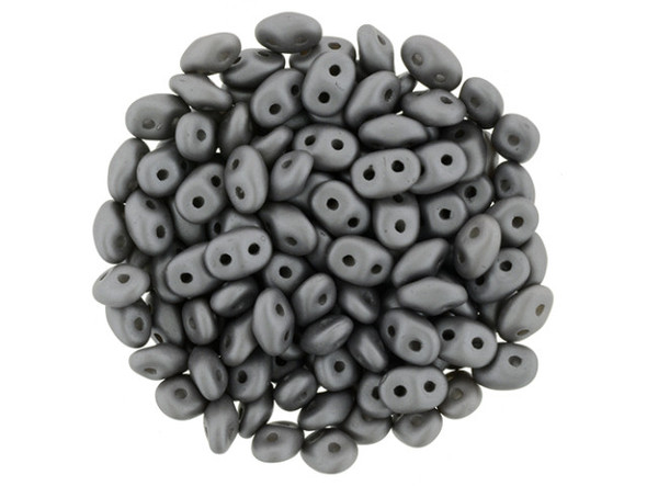 Matubo SuperDuo 2 x 5mm Satin Metallic Gray 2-Hole Seed Bead 2.5-Inch Tube
