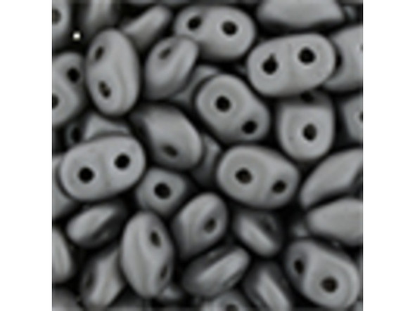 Matubo SuperDuo 2 x 5mm Satin Metallic Gray 2-Hole Seed Bead 2.5-Inch Tube